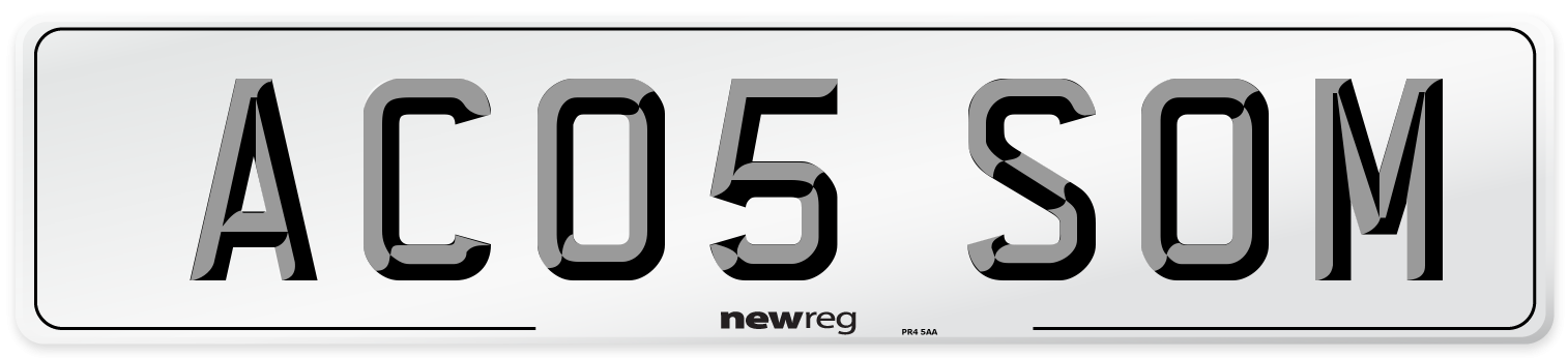 AC05 SOM Number Plate from New Reg